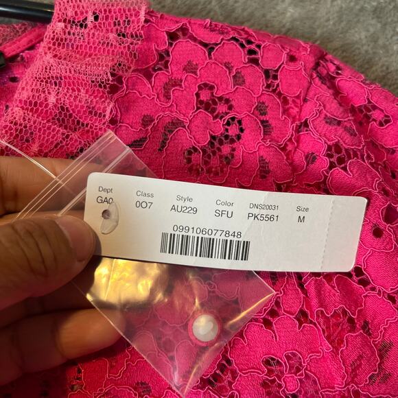 J. Crew Lace Top Tulle Ruffle Sz Medium Soft Fuchsia Pink Lace Romantic New - Picture 6 of 9